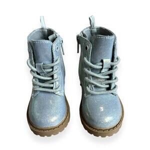 Cat & Jack Silver Sparkly Combat Boots